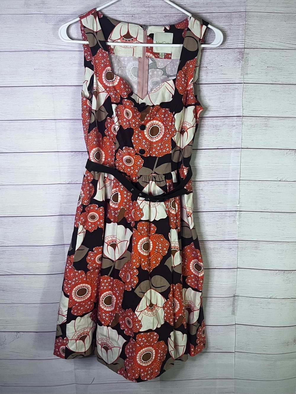 Modcloth 100% Cotton Belted Biking Through‎ Brussels Sleeveless Dress Size Small